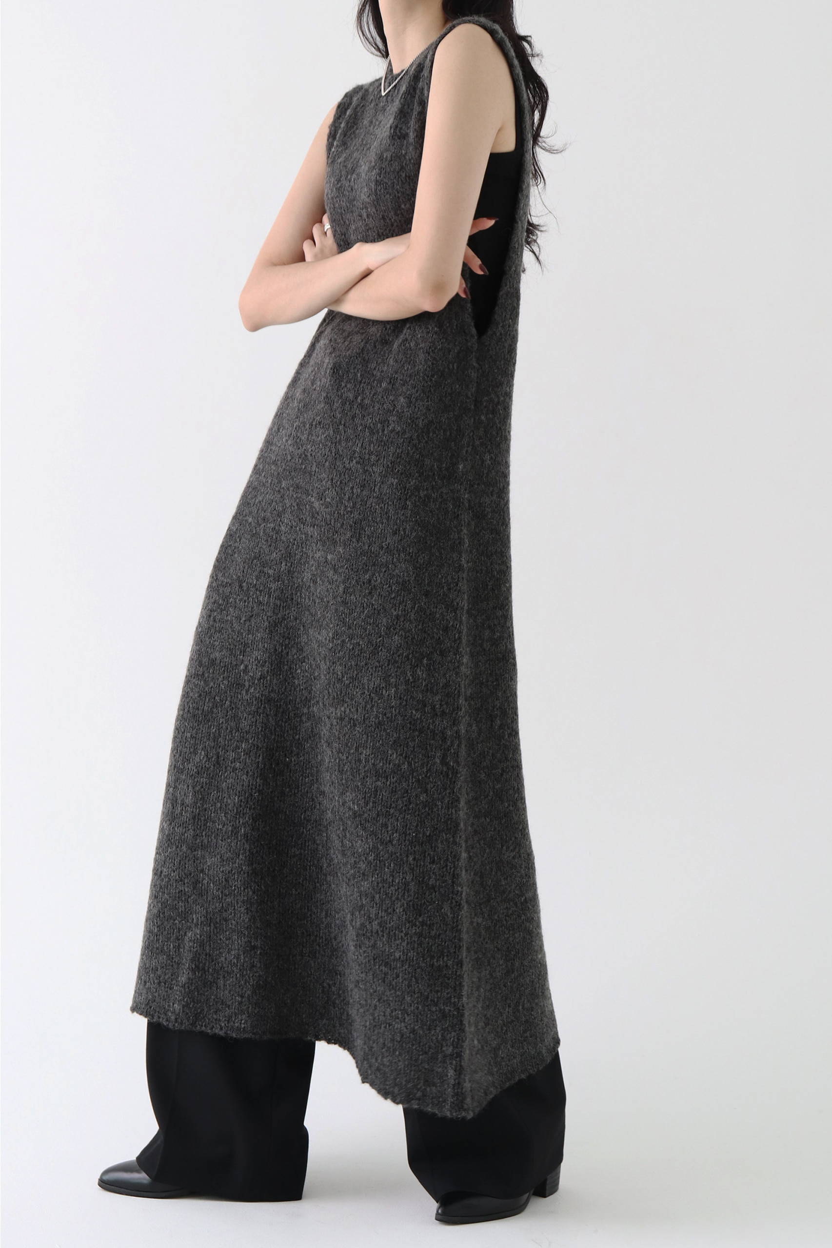 Knit Set-up One-piece [ Charcoal ]