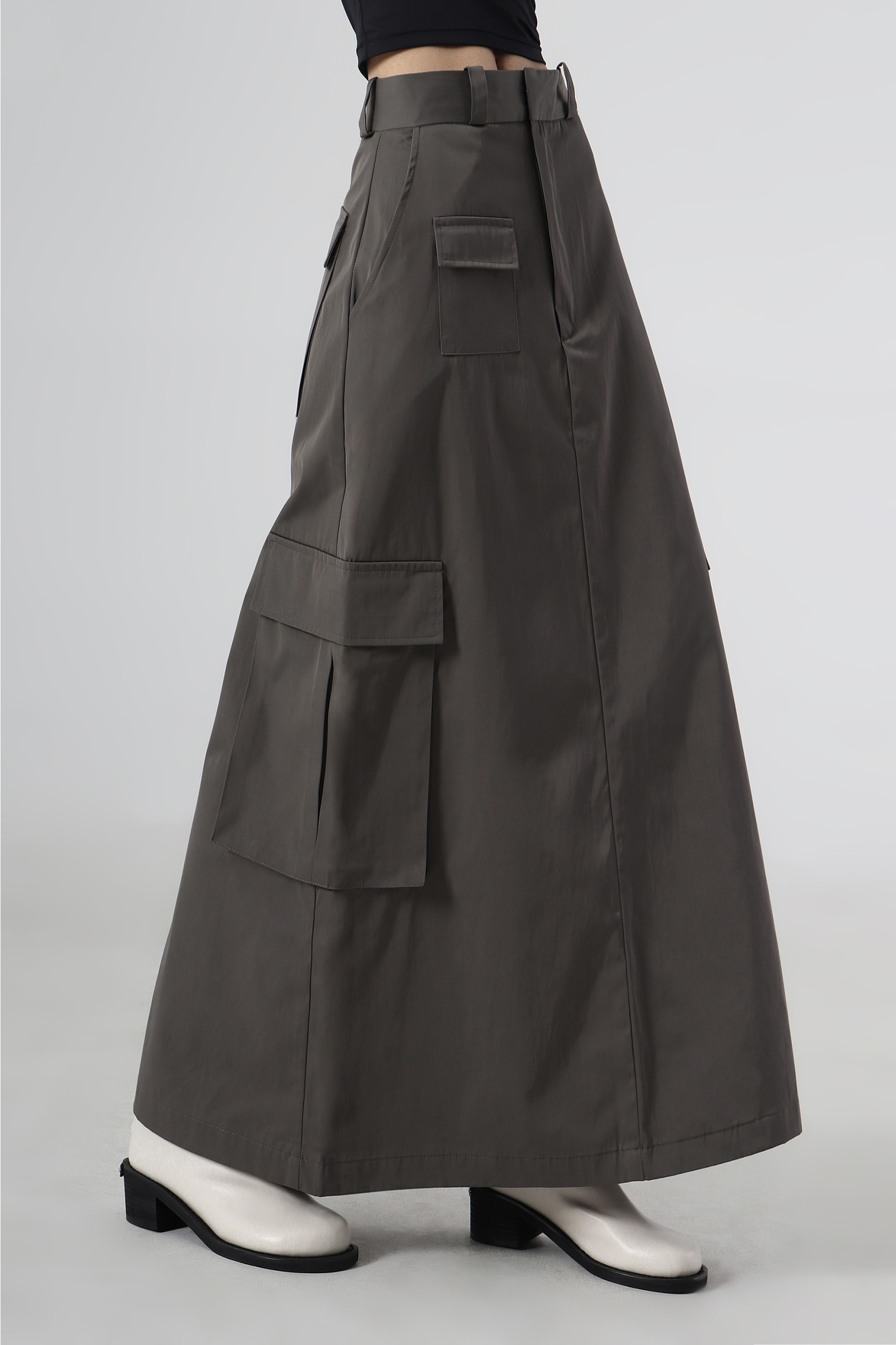 Cargo Skirt [ Khaki Gray ]