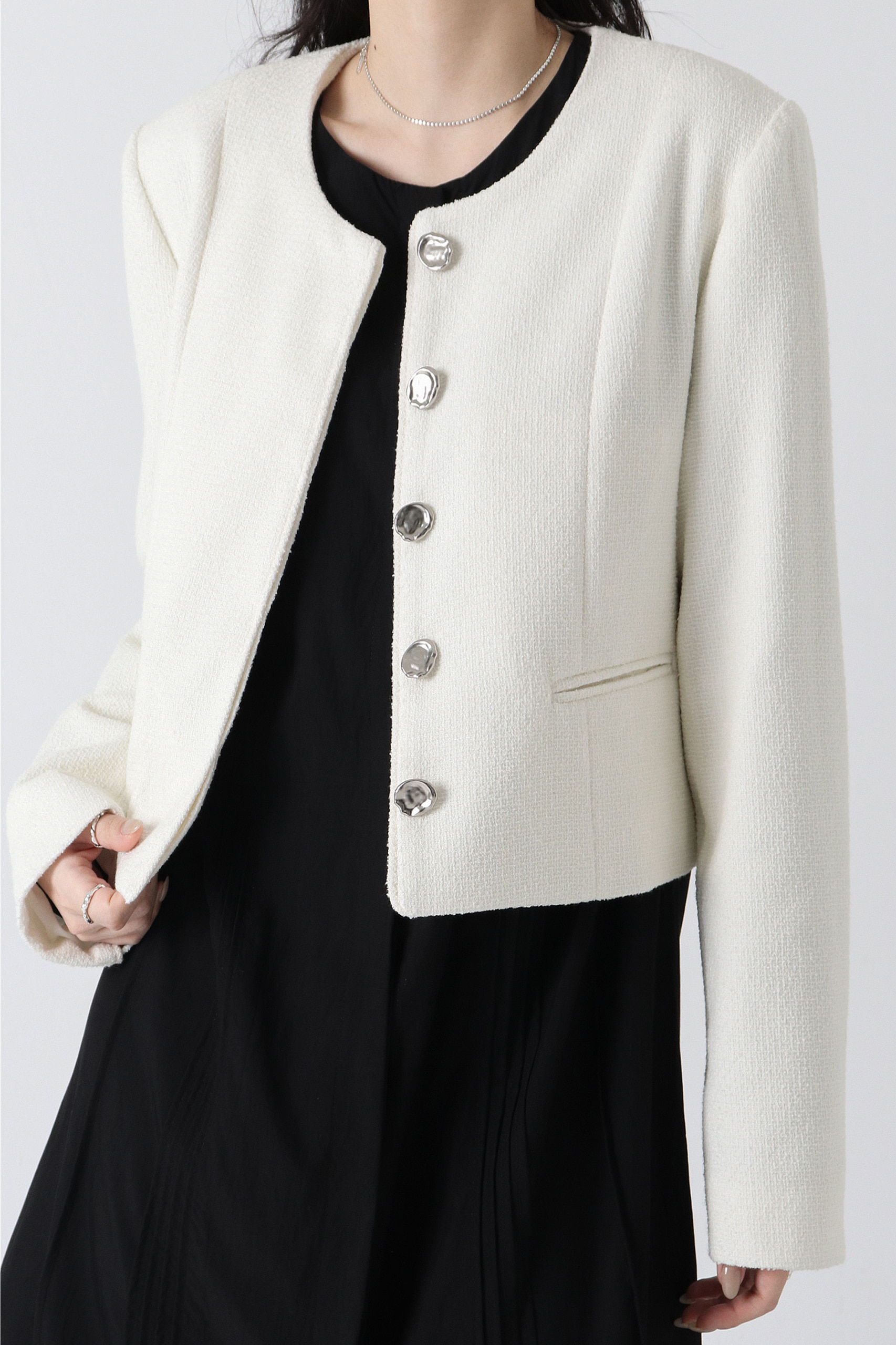 Piping Tweed Jacket [ Ivory ]