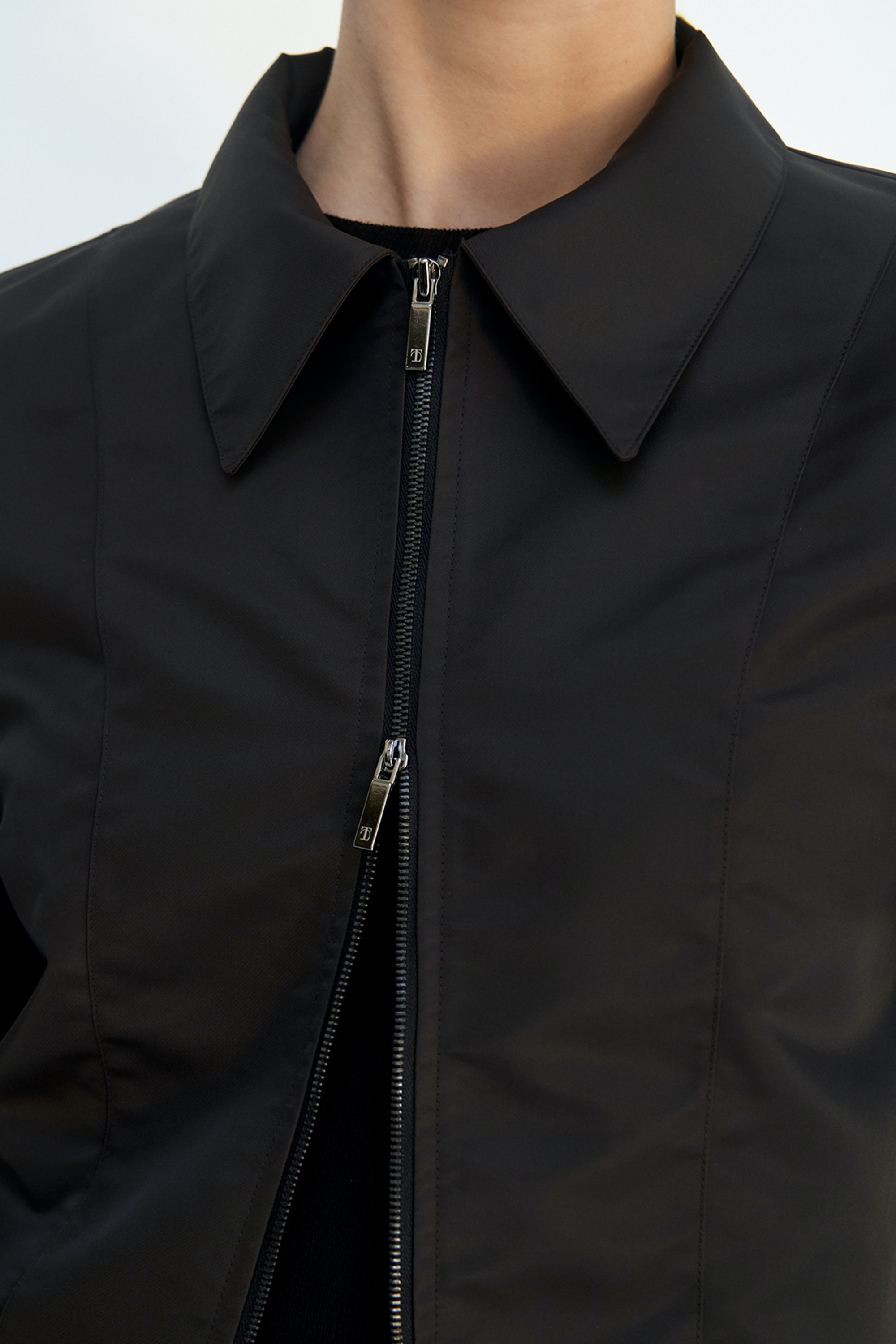 Knit Sleeve Cropped Jacket [ Deep Brown ]