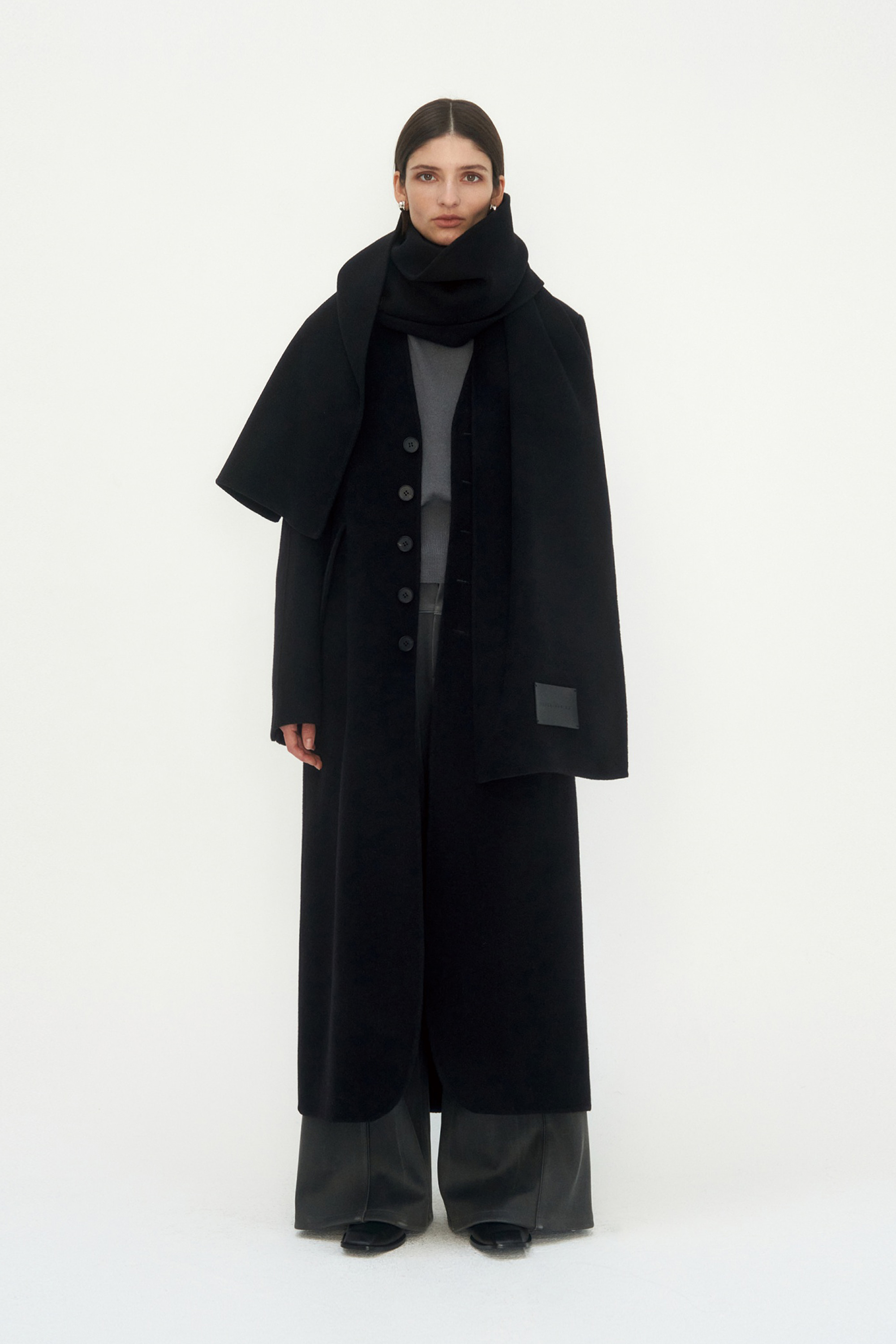 HANDMADE) Cashmere Set-up Long Coat [ Black ]