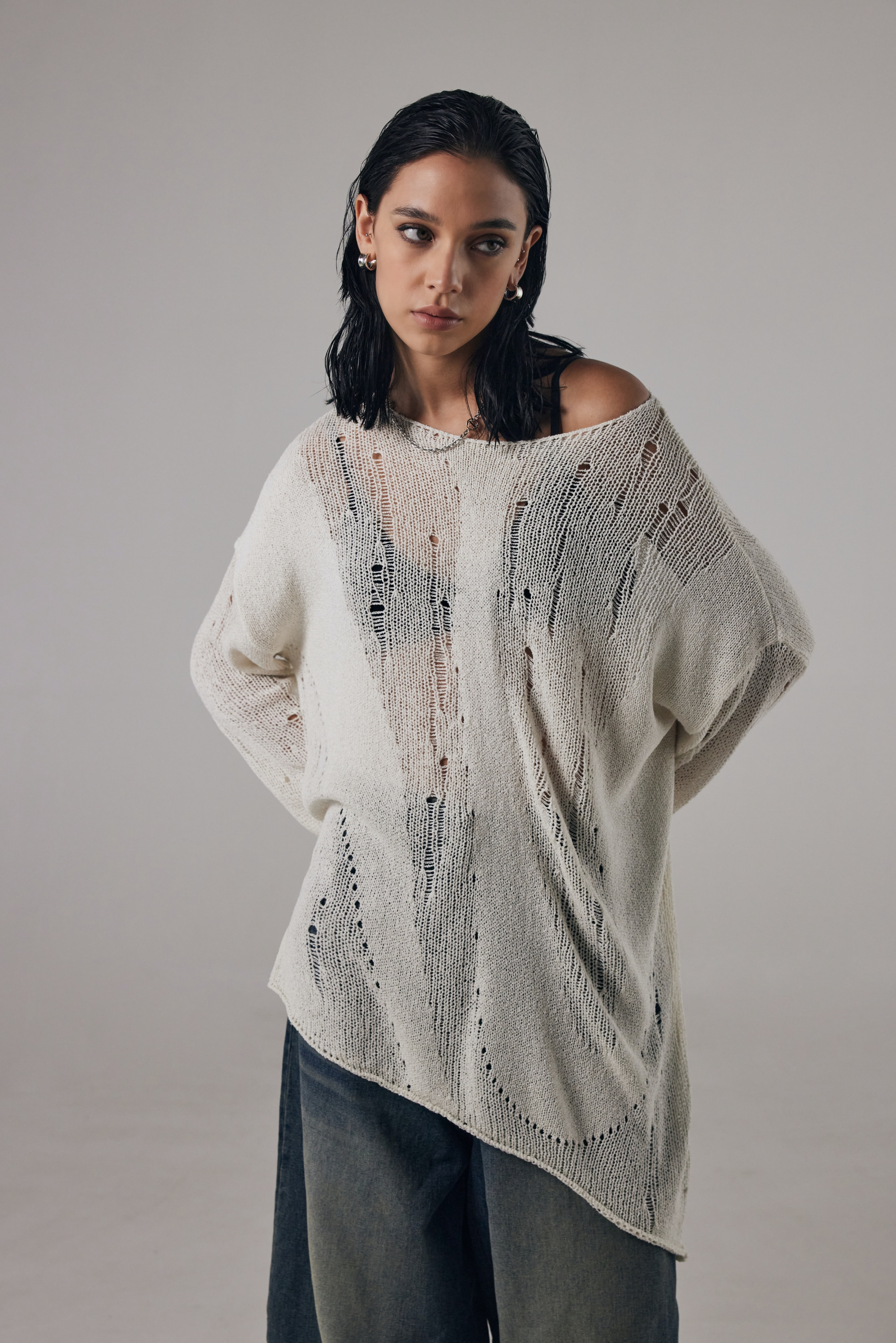 Brindled See-through Knit [ Ivory ]